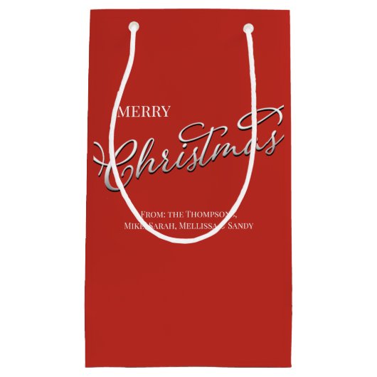 Rood Groen Geplaagd Vrolijk Kerstmis Custom Klein Cadeauzakje (Voorkant)