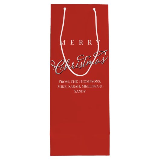 Rood Groen Geplaagd Vrolijk Kerstmis Custom Wijn Cadeautas (Achterkant)