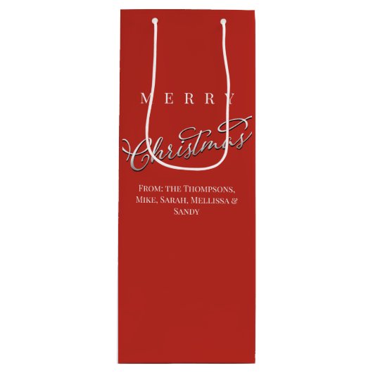 Rood Groen Geplaagd Vrolijk Kerstmis Custom Wijn Cadeautas (Voorkant)