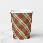 Rood groen geplakt kerstfeest papieren bekers (Achterkant)