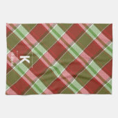 Rood groen geplakt Kerstmis gepersonaliseerd monog Theedoek (Horizontaal)
