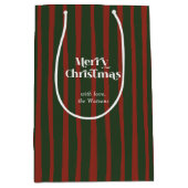 rood & groen geplakt streep Vrolijk kerstfeest Medium Cadeauzakje (Voorkant)