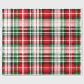 rood groen geruite boerderij lux kerst cadeaupapier (Vlak)