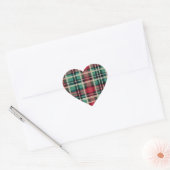 Rood groen geruite strepen hart sticker (Envelop)
