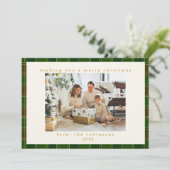 Rood Groen Gingham Plaid Aangepaste Foto Kerstmis Feestdagenkaart (Staand voorkant)