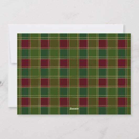 Rood Groen Gingham Plaid Aangepaste Foto Kerstmis Feestdagenkaart (Achterkant)
