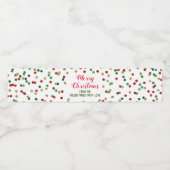 Rood Groen Goud Confetti Custom Merry Christmas Waterfles Etiket (Enkel label)