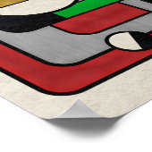 Rood Groen & Goud Geometrisch Abstract Poster (Hoek)