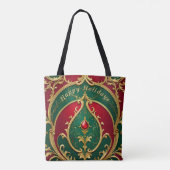 Rood Groen Goud Kerstvakantie Canvas tas (Achterkant)