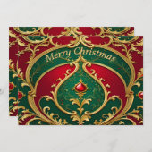 Rood Groen Goud Kerstvakantie Kaart (Voorkant / Achterkant)