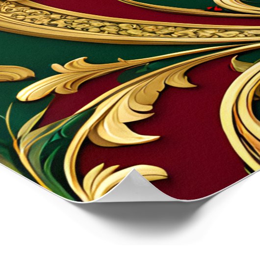 Rood Groen Goud Kerstvakantie Poster (Hoek)