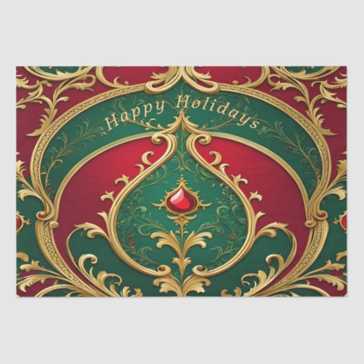 Rood Groen Goud Kerstvakantie Tissue Papier (Voorkant)