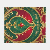 Rood Groen Goud Vakantie Fleece Deken (Voorkant (Horizontaal))
