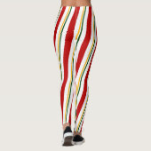 Rood Groen Goud Wit Candy Cane Stripes Kerstmis Leggings (Achterkant)