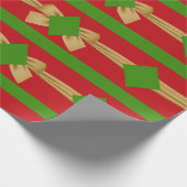 Rood groen gouden strikken kerst cadeaupapier (Hoek)