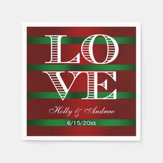 Rood Groen Gradiënt, Witte LOVE Servetten (Voorkant)