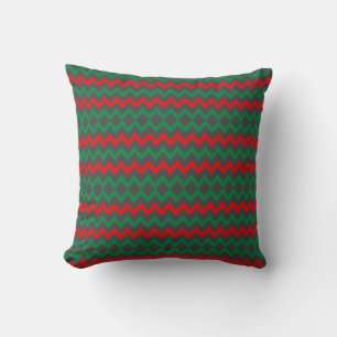 Rood Groen Grijs ZigZag Kussen