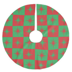 Rood-groen-ingedrukte retro-kerststarburen kerstboom rok
