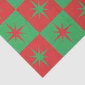 Rood-groen-ingedrukte retro-kerststarburen tissuepapier (Detail)