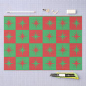 Rood-groen-ingedrukte retro-kerststarburen tissuepapier (Craft)