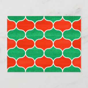 Rood Groen Kerst Ogee Pattern Briefkaart