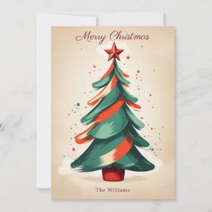 rood & groen kerstboom Wenskaart Feestdagenkaart