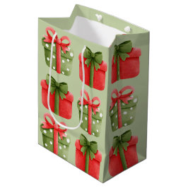 Rood, groen kerstcadeautje pastel medium cadeauzakje