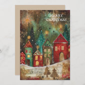  rood groen kerstdorp feestdagenkaart (Voorkant / Achterkant)