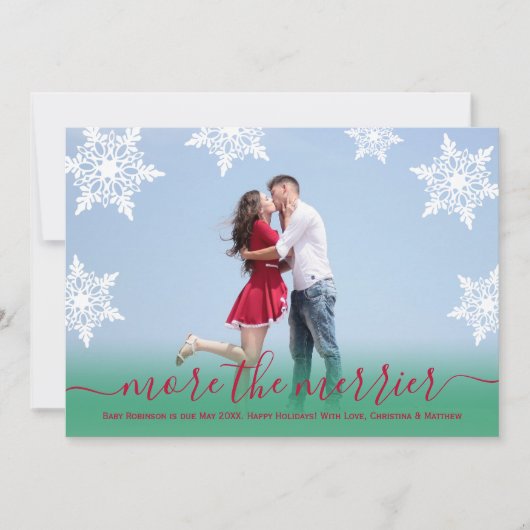 Rood-groen kerstfeest Zwangerschap Aankondiging (Voorkant)