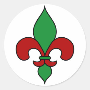 Rood Groen Kerstmis Fleur de Lis Ronde Sticker