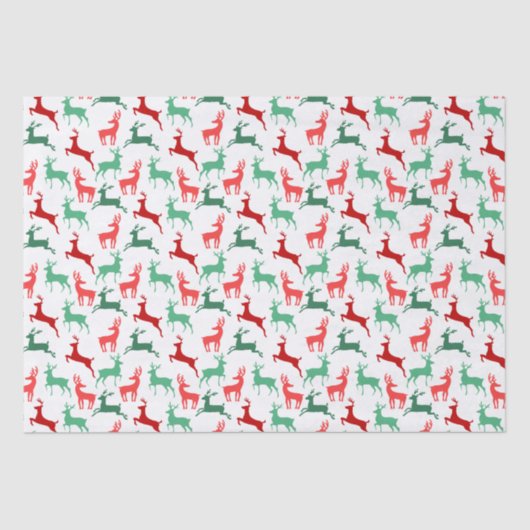 Rood Groen Kerstmis Rendier Patroon Wit Tissuepapier (Voorkant)