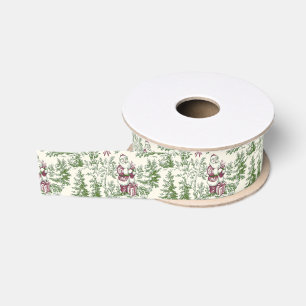 Rood & Groen Kerstmis Santa Toile Grosgrain Lint