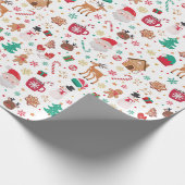 Rood Groen Kerstmis Santa Winter Wonderland Cadeaupapier (Hoek)