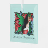 Rood Groen Kerstmis Solstice Fairy Glas Ornament (Voorkant links)