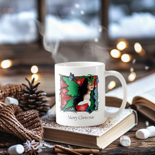Rood Groen Kerstmis Solstice Fairy Koffiemok