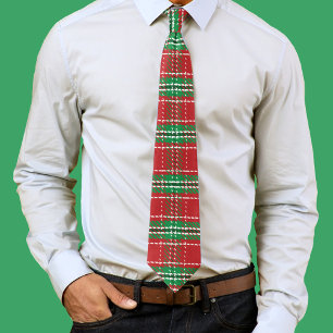 Rood groen kerstpatroon stropdas
