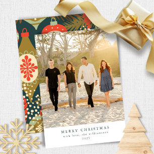 rood-groen kerstsierfotoflat feestdagenkaart
