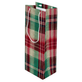 Rood & Groen Klassiek Kerst Plaid Wijn Cadeautas
