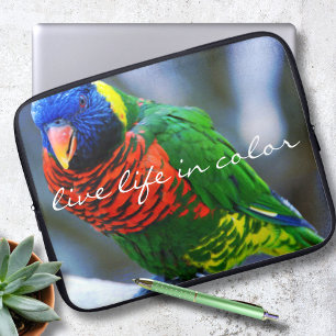 Rood Groen Loriket Vogelfoto Live Life in Color Laptop Sleeve