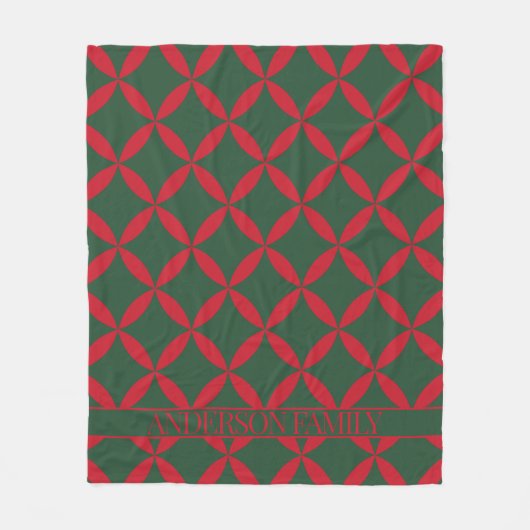 Rood Groen Mid Century Modern Holiday Fleece Deken (Voorkant)