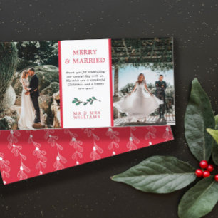 Rood Groen Mistletoe Merry Married Christmas Dank Bedankkaart