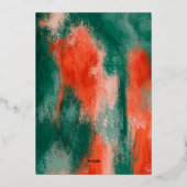 Rood + groen moderne abstracte vrolijke 3 foto fol folie feestdagenkaart (Achterkant)