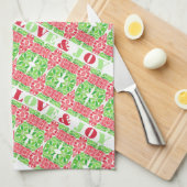 Rood & Groen Mozaïek Keuken Handdoeken (Quarter Fold)