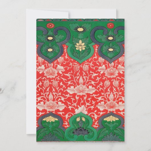 Rood & Groen Mystic Lotus Aziatisch Abstract Feestdagenkaart (Voorkant)