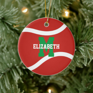 Rood groen of ENIGE kleurmeisjes tennis Keramisch Ornament