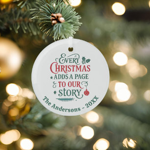 Rood groen ons verhaal typografie Kerstmis Glas Ornament