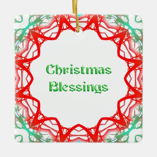 Rood groen ontwerp ingelijst keramisch ornament (Voorkant)