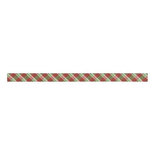 Rood Groen Plaid Feestelijke Kerstvakantie Grosgrain Lint (Voorkant)