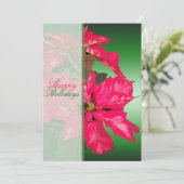 Rood, groen, Poinsettia-kerstfeest uitnodiging (Staand voorkant)