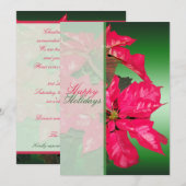Rood, groen, Poinsettia-kerstfeest uitnodiging (Voorkant / Achterkant)